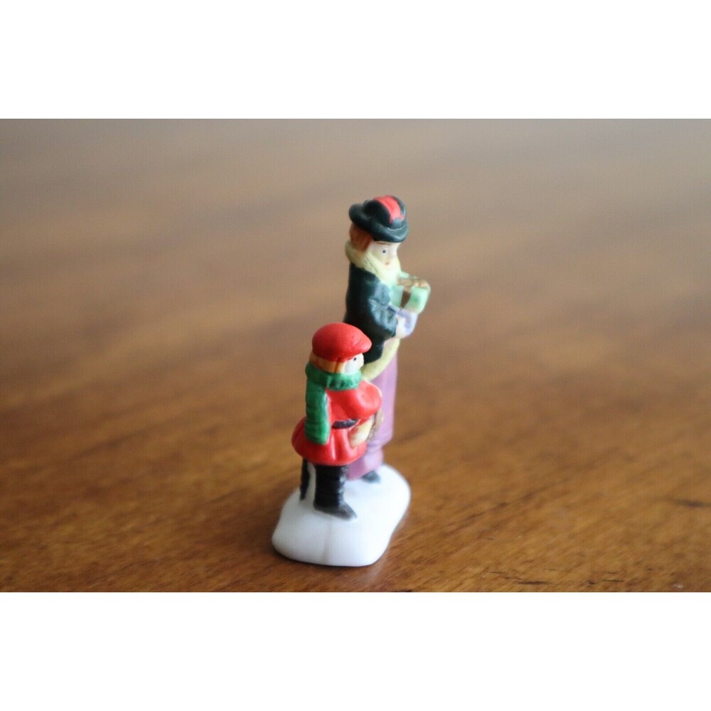 Christmas Village Figurine Child Boy Mother Nanny Woman Present Bread Basket 2" - Picture 3 of 8